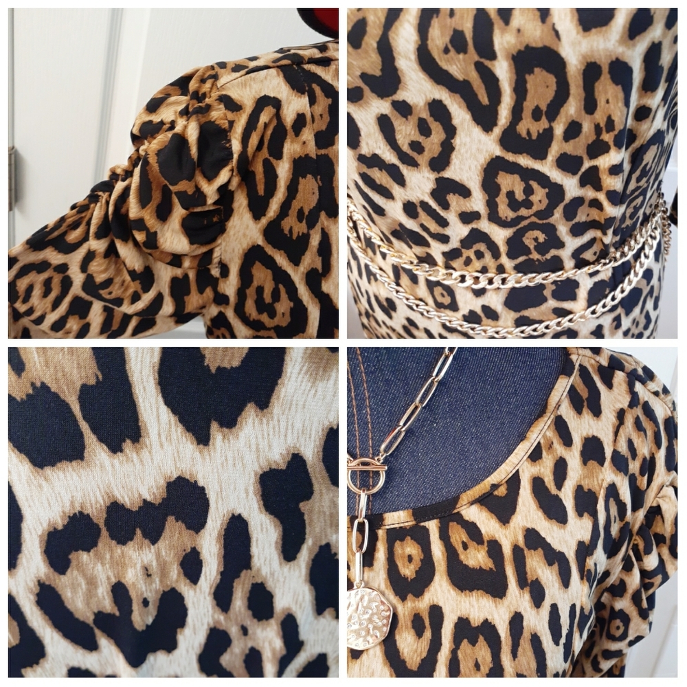 Lennie for Nina Leonard Leopard Ruched Stretch Dress - Picture 3 of 5